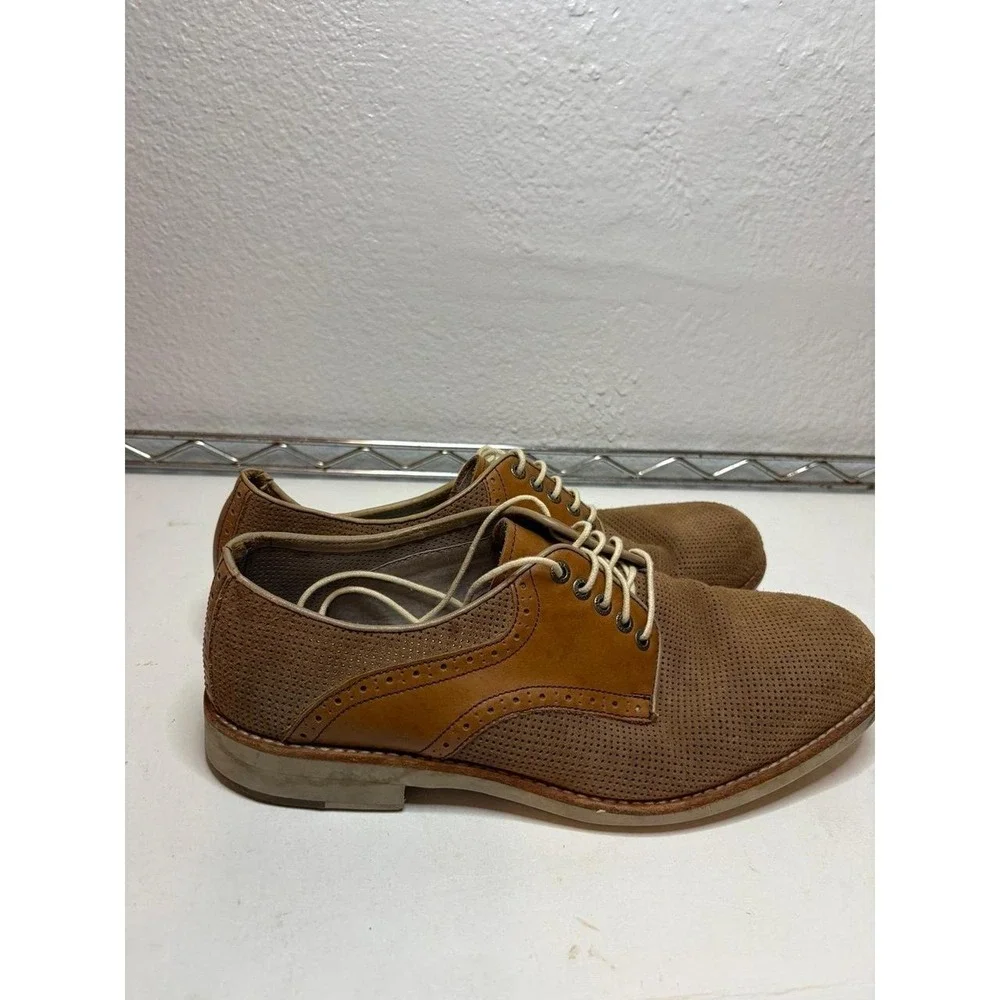 Johnston & Murphy Men's Brown Perforated Suede Leather Oxford Shoes Size 10 M